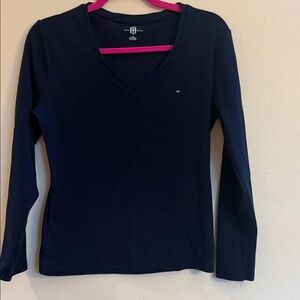 Tommy Hilfiger Women's Dark Blue Long Sleeve V-Neck